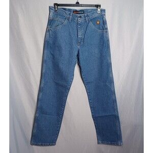 Wrangler FR CoolVantage Jeans Mens 34x32 Blue Straight Leg Workwear Utility